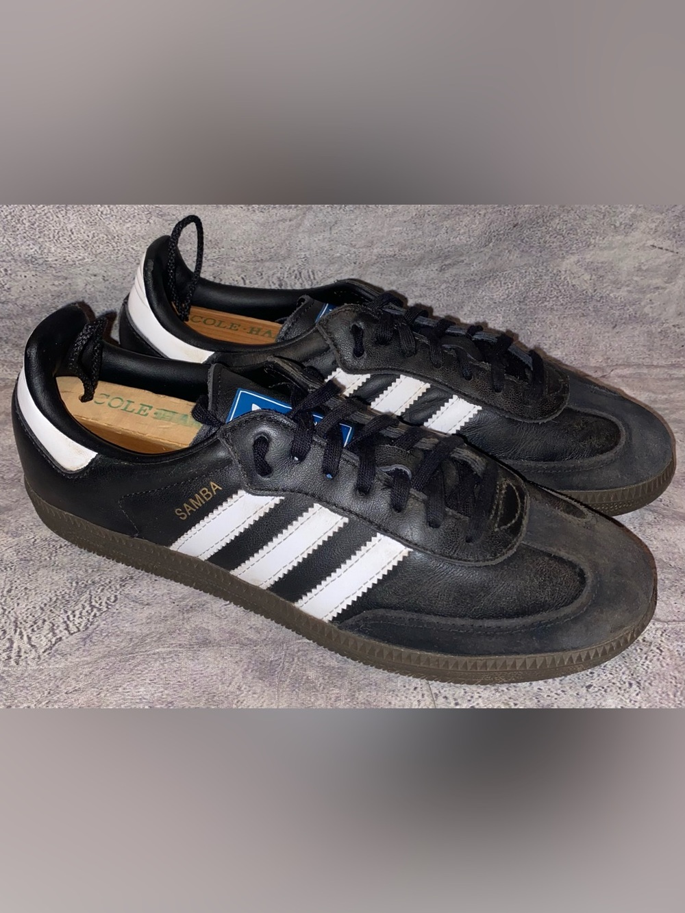 Vintage Adidas Samba White Black Gum Leather Trainers Shoes Sneakers 6.5 Women’s